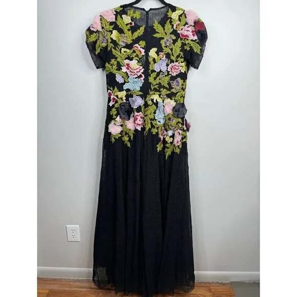 $998 MAC DUGGAL 11411 Black 3D Floral Dress Size 10 Embroidered Formal Gown NWT - Picture 7 of 10